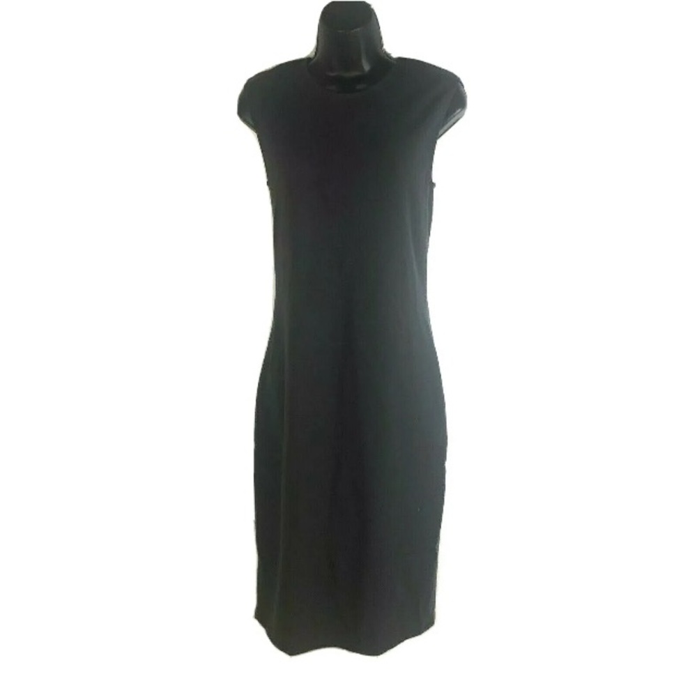 Vince M Ribbed Knit Pencil Dress Viscose stretch Knit Midi Jumper tank shift